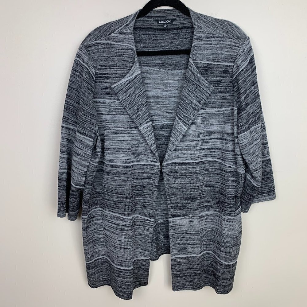 Misook Grey Front Closure Cardigan - 1X